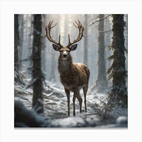 Deer In The Woods 42 Canvas Print