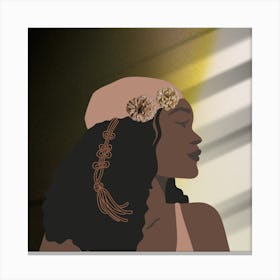 Afro-American Woman With Flowers Canvas Print