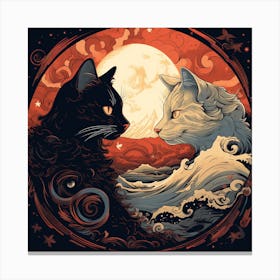 Cat And Moon Canvas Print