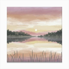 A Lake With A Beautiful Sunrise Canvas Print