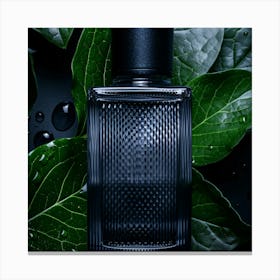 Perfume Bottle With Leaves Canvas Print