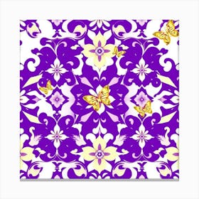 Purple And Gold Floral Pattern Canvas Print