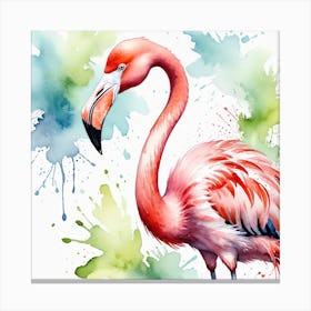 Flamingo Watercolor Painting 2 Canvas Print