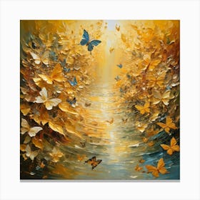 Golden Butterflies Canvas Print