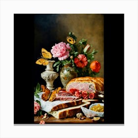 Flowers And Bread Canvas Print