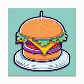 Cartoon Hamburger Canvas Print