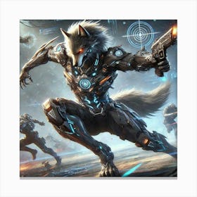 A Highly Detailed Science Fiction Illustration Of Wolfs Instincts Canvas Print