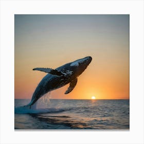 Humpback Whale Leaping Out Of The Water 5 Canvas Print