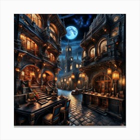 Fantasy City At Night 13 Canvas Print