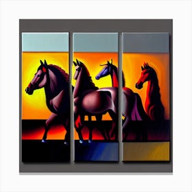 Horses In The Sunset Canvas Print