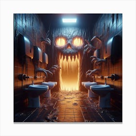 Bathroom Horror Art Canvas Print