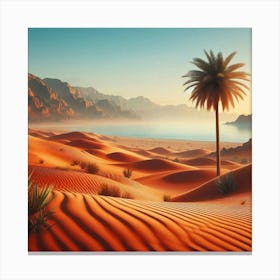 Palm Tree With Sea 1 Canvas Print