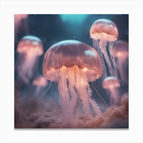 Dreamy Portrait Of A Cute Jellyfish In Magical Scenery, Pastel Aesthetic, Surreal Art, Hd, Fantasy, Canvas Print