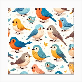 Colorful Birds Seamless Pattern 2 Canvas Print