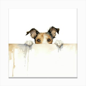 Dog Peeking Over The Wall 14 Canvas Print