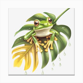 Frog On Leaf Canvas Print