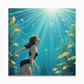 Swimming Art Print (31) Canvas Print