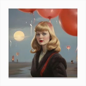 'The Girl With Red Balloons' Canvas Print
