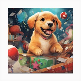Happy Birthday Puppy Canvas Print