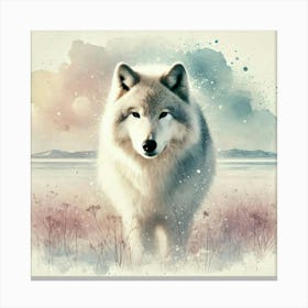 Watercolor Tundras Wolf 3 Canvas Print