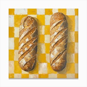 Rustic Bread Yellow Checkerboard 4 Canvas Print
