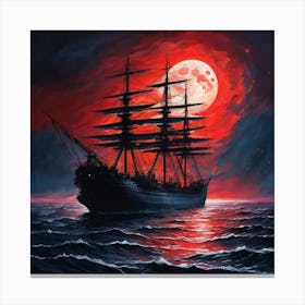 Ship At Night 1 Canvas Print