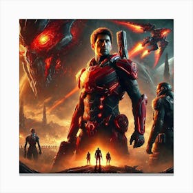 Sci Fi Scene Phoenix Rising Canvas Print