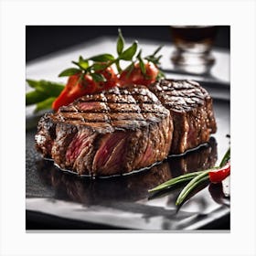 Steak On A Plate 1 Canvas Print