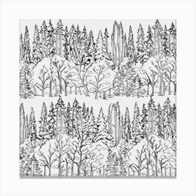 Landscape Trees Black And White Canvas Print