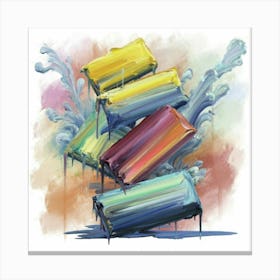 A group of paintings falling on top of each other 20 Canvas Print