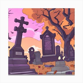 Spooky Halloween Cemetery Canvas Print