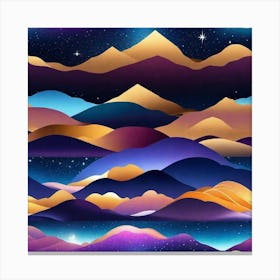 Mountains In The Night Sky Canvas Print