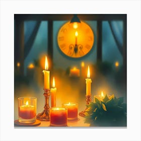 Candles On A Table Canvas Print