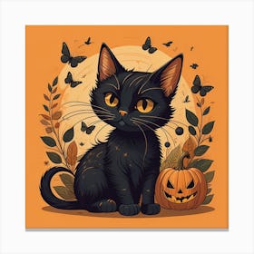 Black Cat Halloween Canvas Print