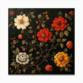 Flowers On A Branch Art Canvas Print