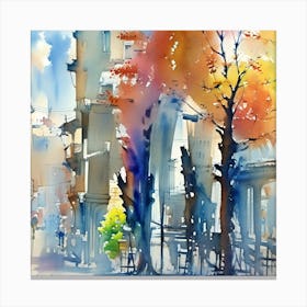 Watercolor Of A City Canvas Print