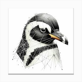 Penguin Head Line Drawing - Wild Bird Artwork 160 Canvas Print