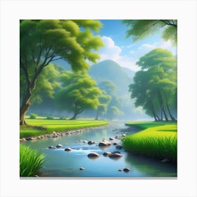 Landscape With A Stream 1 Canvas Print