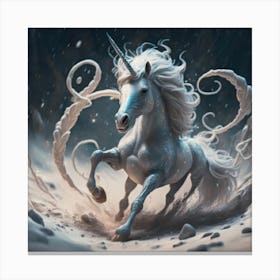 Unicorn In The Snow 1 Canvas Print