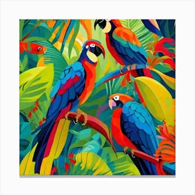 Fauvism Tropical Birds in the Jungle Parrots In The Jungle 2 Canvas Print