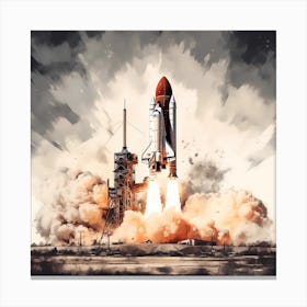 Space Shuttle Launch Reimagined Sketch 2 Canvas Print