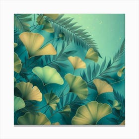 Aesthetic style, Tropical leaves of ginkgo biloba 2 Canvas Print