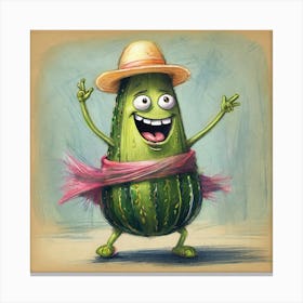 Cucumber With A Hat Canvas Print