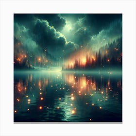 Lake At Night 1 Canvas Print