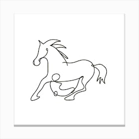 One Line Horse Running Canvas Print