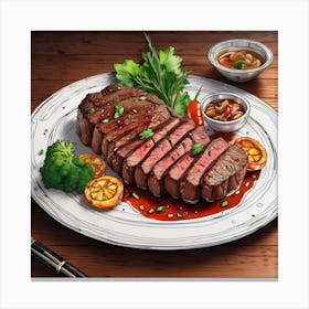 Steak On A Plate 14 Canvas Print