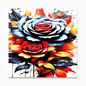 Roses And Leaves Canvas Print