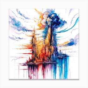 Cityscape Abstract Minimalism Polluted City Illustration Canvas Print