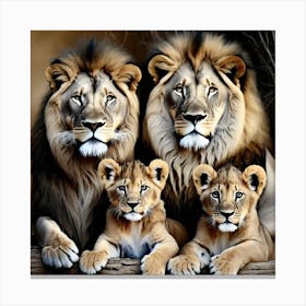 Family Of Lions Canvas Print