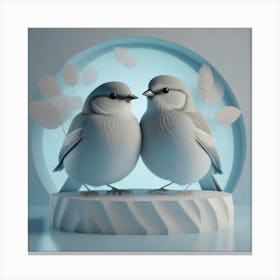 Firefly A Modern Illustration Of 2 Beautiful Sparrows Together In Neutral Colors Of Taupe, Gray, Tan (79) Canvas Print